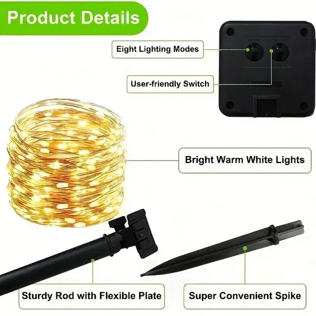 Fairy Lights Solar Garden Lights String Lights with 8 Modes Waterproof Wire Lights for Patio Yard Trees Christmas Party 6 Fairy Lights Solar Garden Lights String Lights with 8 Modes Waterproof Wire Lights for Patio Yard Trees Christmas Party 6