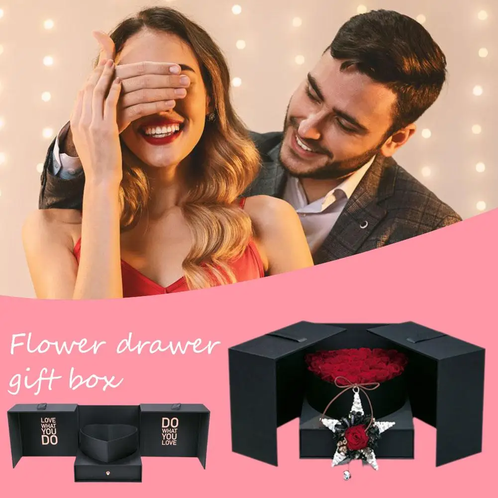 Dia dos namorados high-end caixa de armazenamento de presente caixa de flores frescas embalagem caixa de presente em camadas presente porta dupla armazenamento amante g3j3