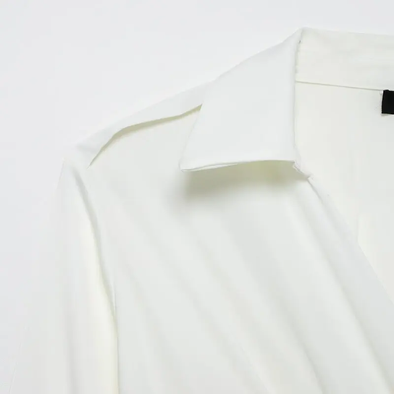 Spring 2025 New Arrival Women's Long Silk Satin Dr with Belt Versatile Faionable Commute Sle Long Sve Single Piece