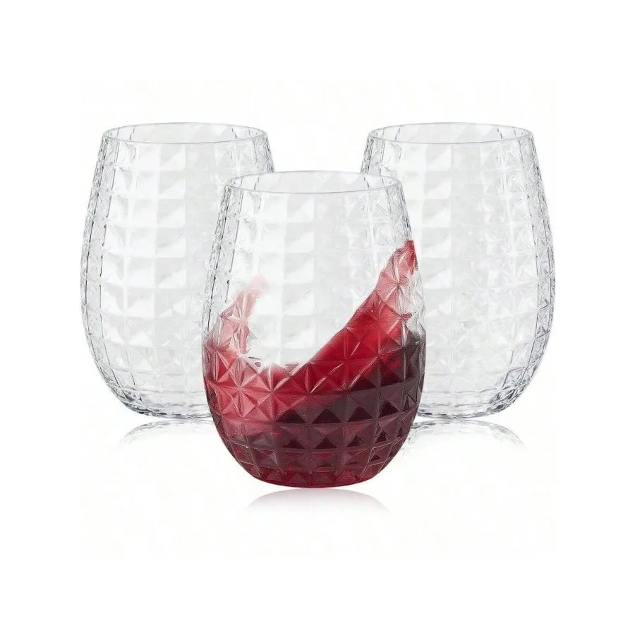 

40 Pack Plastic Ribbed Wine Glasses, 14Oz Origami Disposable Wine Glasses Unbreakable Plastic Cocktail Glasses Shatterproof Reu