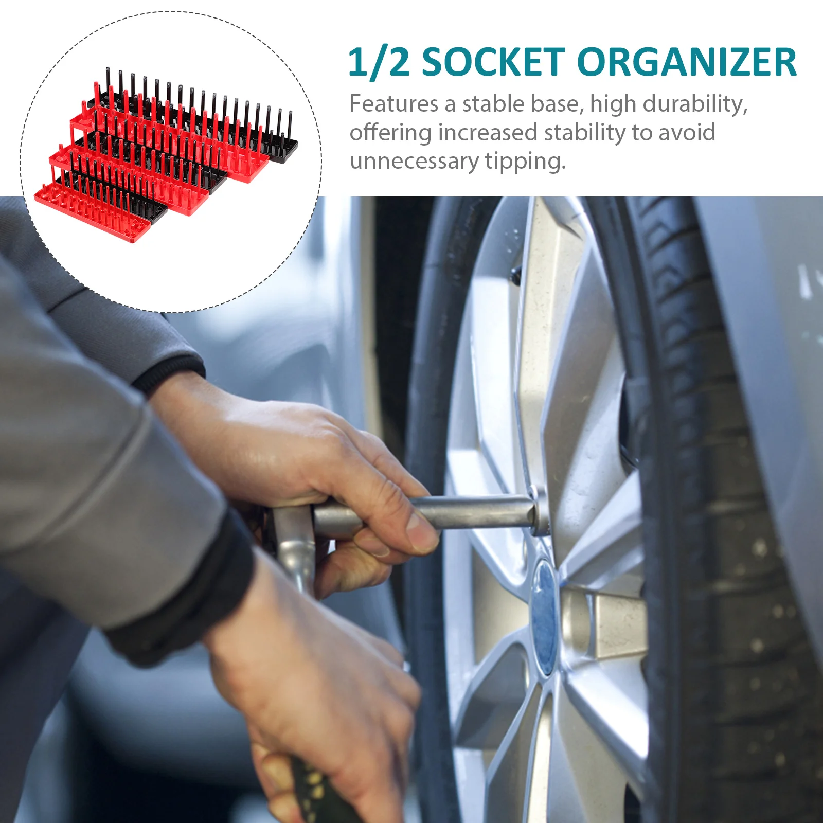 6pcs Organizer Trays 1/4 3/8 1/2 Inch Durable Storage Holder Stable Tool Rack For Toolbox Socket Holder Workstation