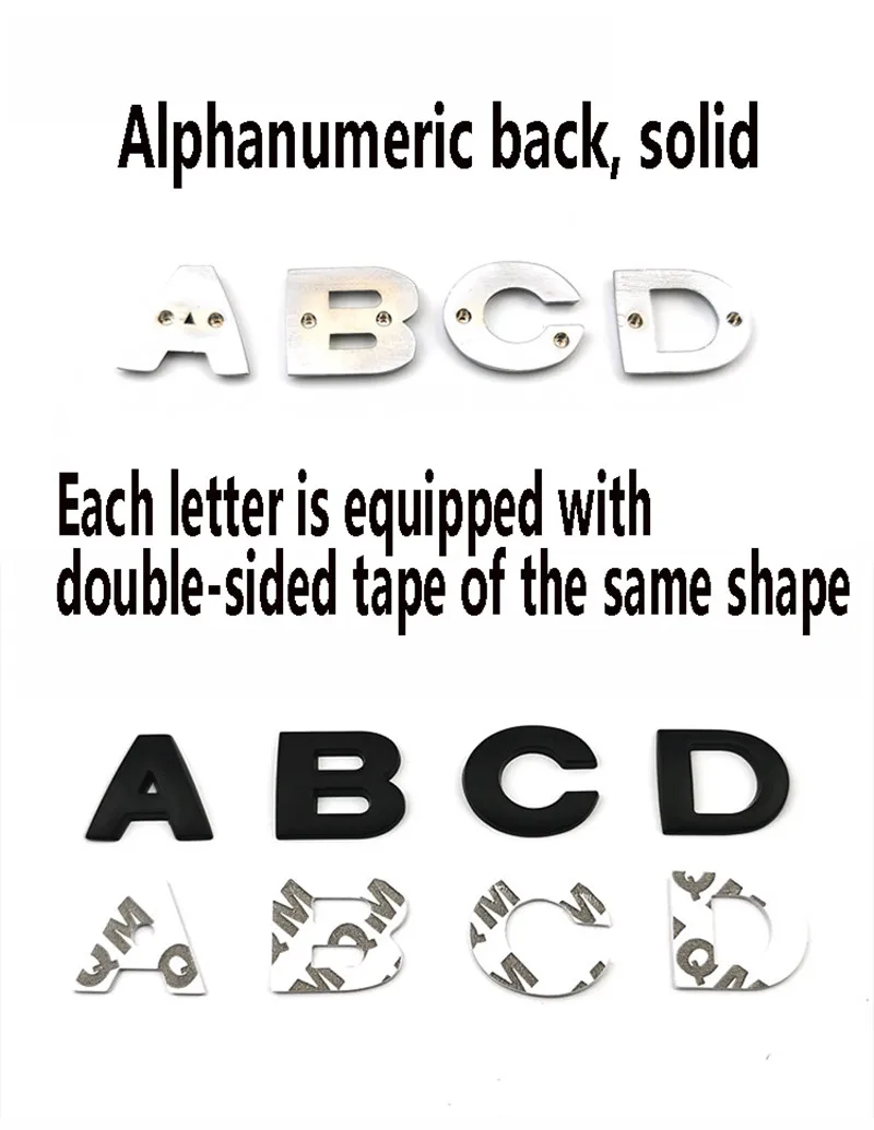 3D DIY Metal Letters Alphabet Emblem Decals Numbers Labeling Car Side Fender Sticker Rear Trunk Logo Digital Badge Accessories