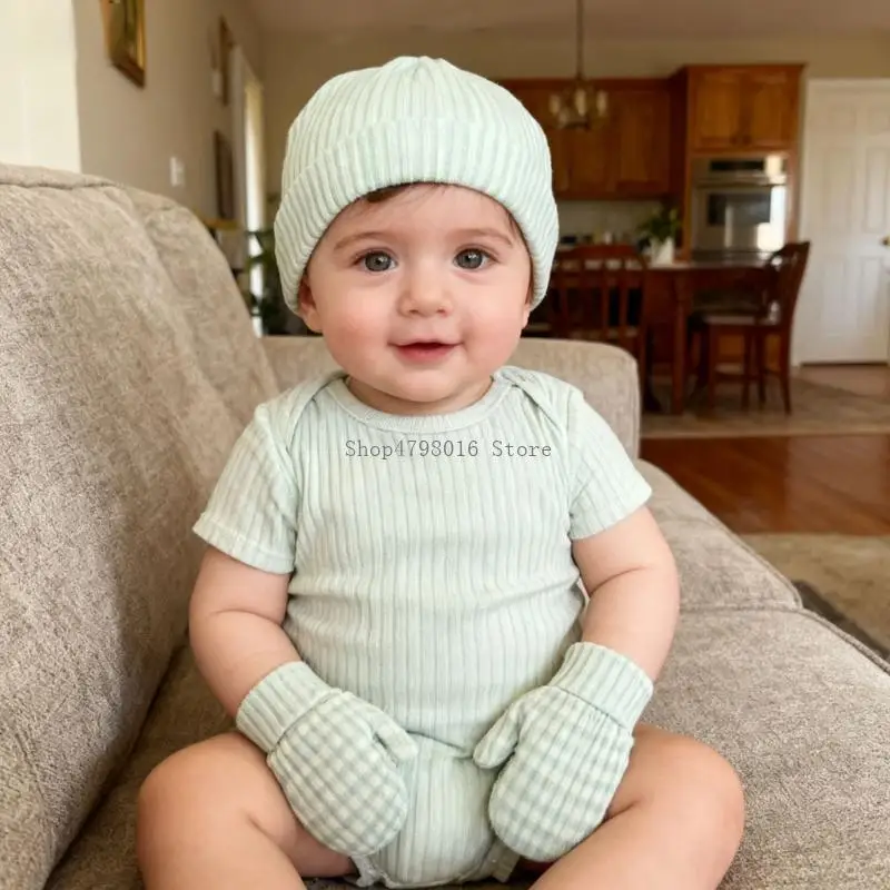

Baby Supply Hats and Mittens Winter Cap Gloves No Scratch Set