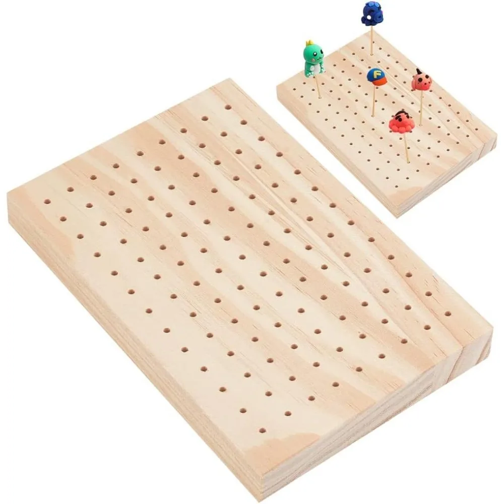 117 Holes Oak Wooden Food Skewer Holder Food Display Board Clay Figurines Display Trays Rectriangle Pick Display