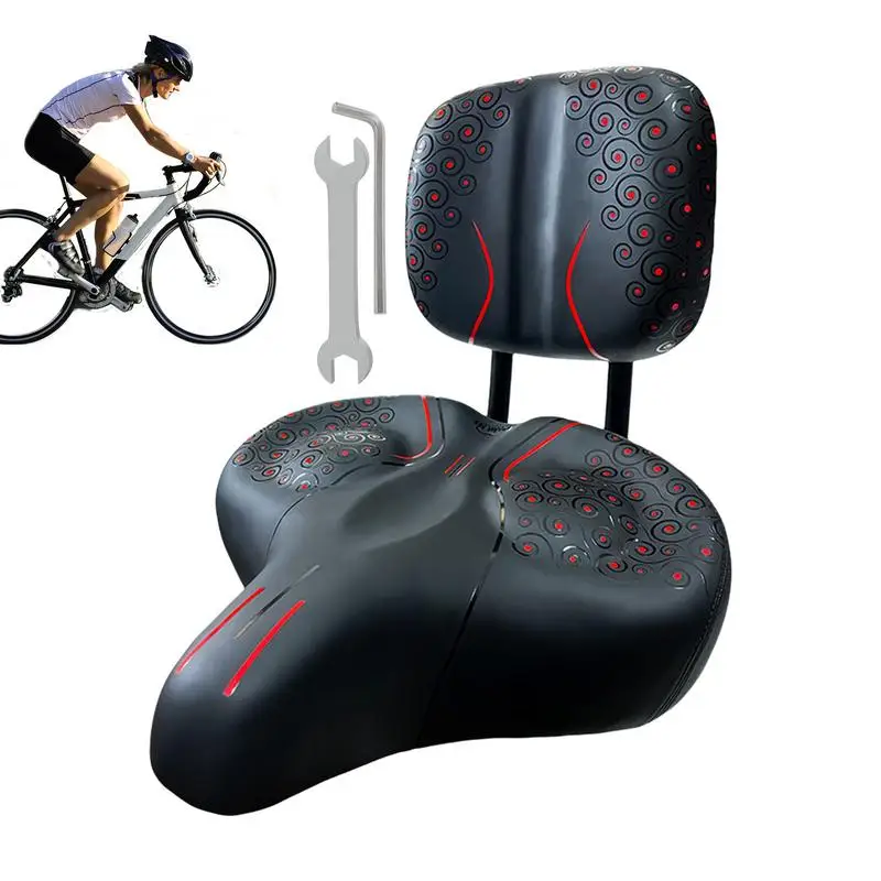 Cycling Seat With Backrest Saddle Cover Comfort Seat Wide Cycling Seat With Back Support PU Leather Seat Cushion Waterproof For