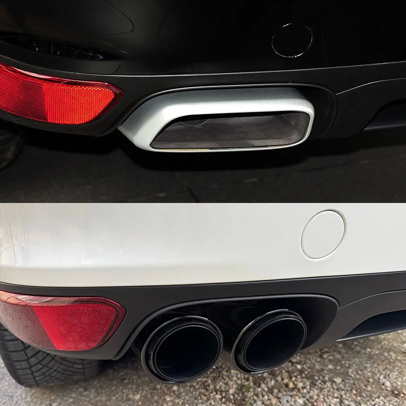 Suitable for 11 to 14 years Porsche Cayenne exhaust pipe modified stainless steel four-way round mouth tail throat muffler