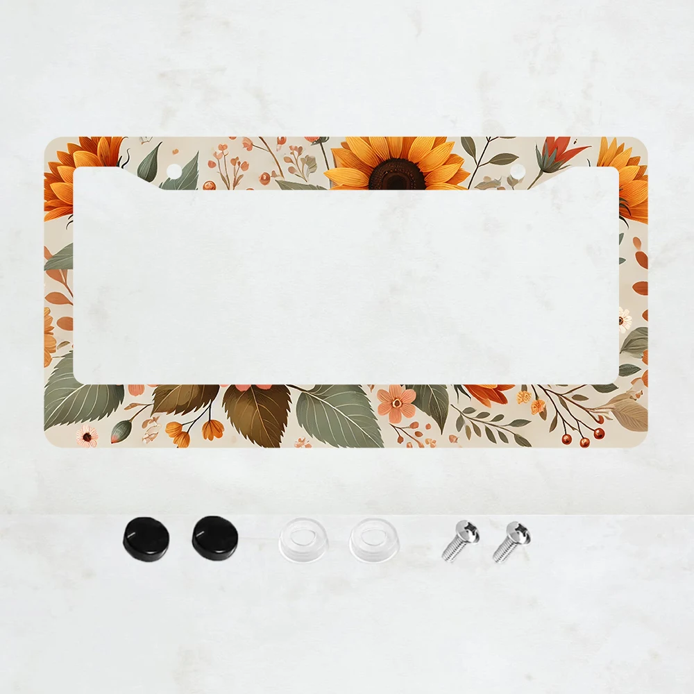 

1 шт. винтажная рамка для номерного знака с цветочным узором, алюминиевая, с винтовыми заглушками