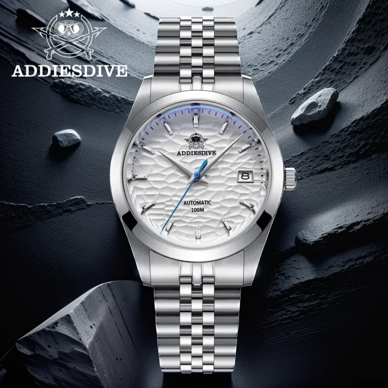 ADDIESDIVE 39mm Business watch Wave Texture 10Bar Waterproof Luxury Sapphire relogio masculino NH35 Automatic Mechanical Watch