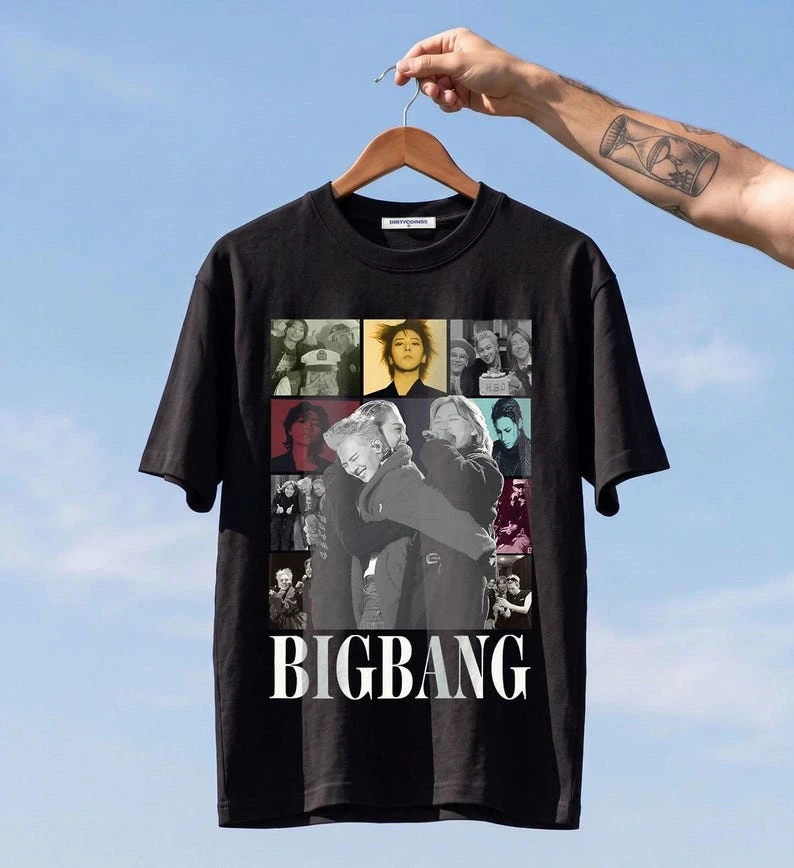 Bigbang 20th Anniversary Concert Unisex T-Shirt Bigbang Member Collage Photo Graphic Print Kpop VIP Fans Casual Short Sleeve Tee