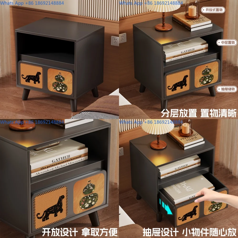 

Nightstand Storage Shelf Small Two Tier Bedside Table for Rental Rooms Simple Home Bedroom Narrow Side Cabinet