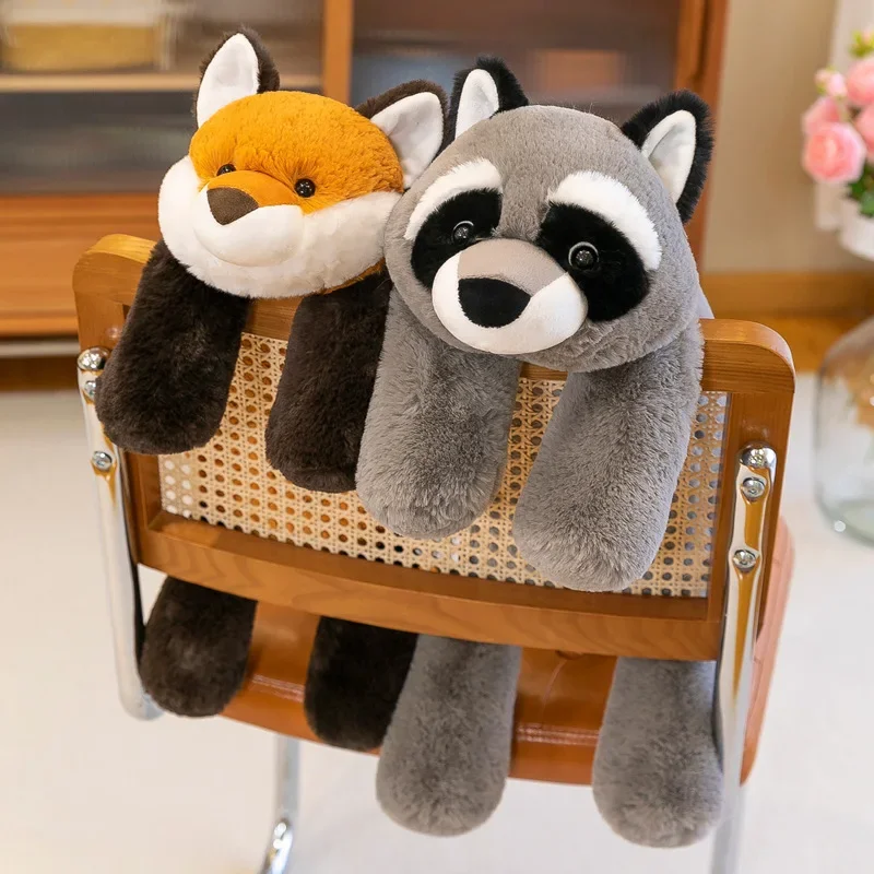 45/60cm Super Soft Lazy Fluffy Hair Plush Stuffed Animal Toy Plushie Raccoon Fox Crocodile Sloth Girl Throw Pillow Birthday Gift