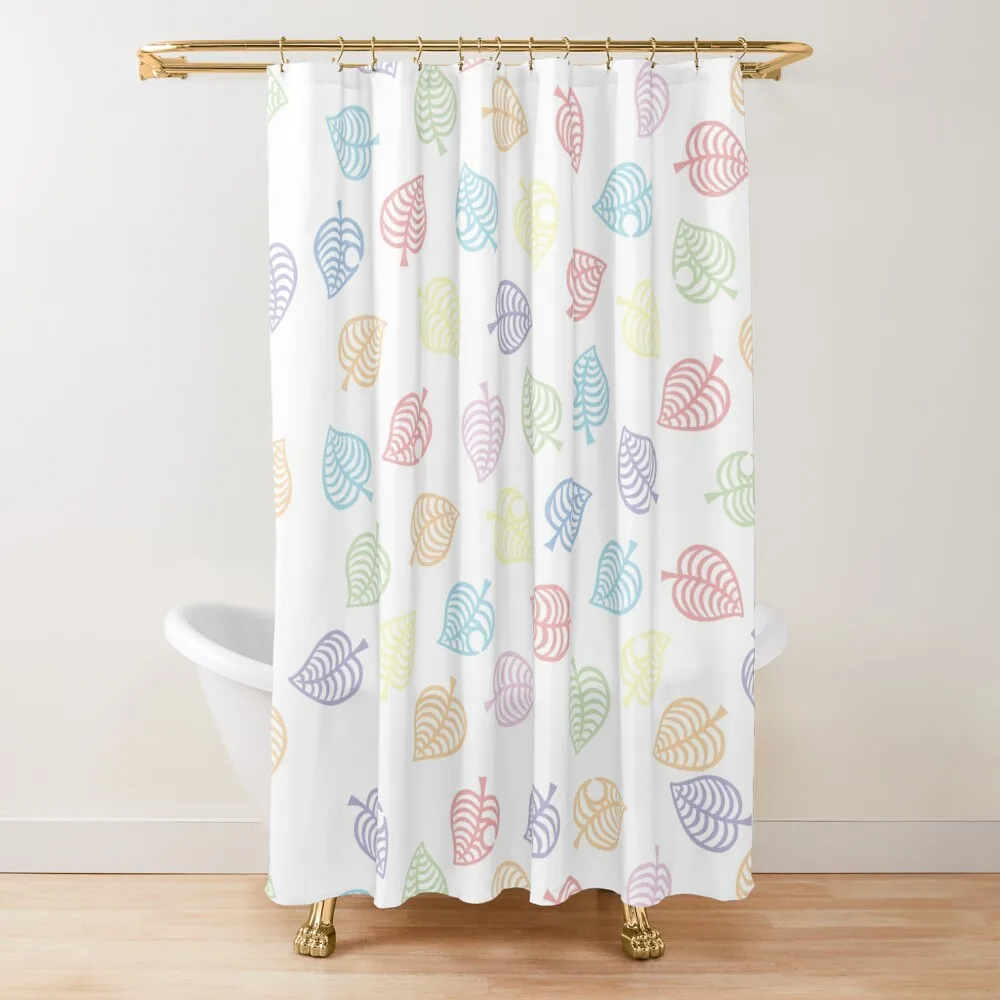 

Nook Leaf Aloha Logo - Rainbow Pastel Colors on White Shower Curtain Window Luxury Bathroom Curtain