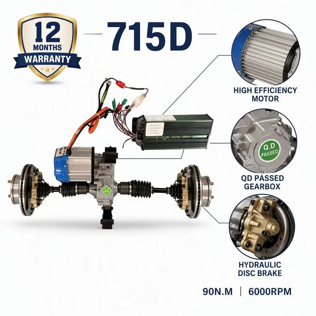 Electric Car Front Axle Kit with Independent Suspension Compact ADC12 65kg Lightweight for 1KW 2KW DC Tuk Tuk 715D