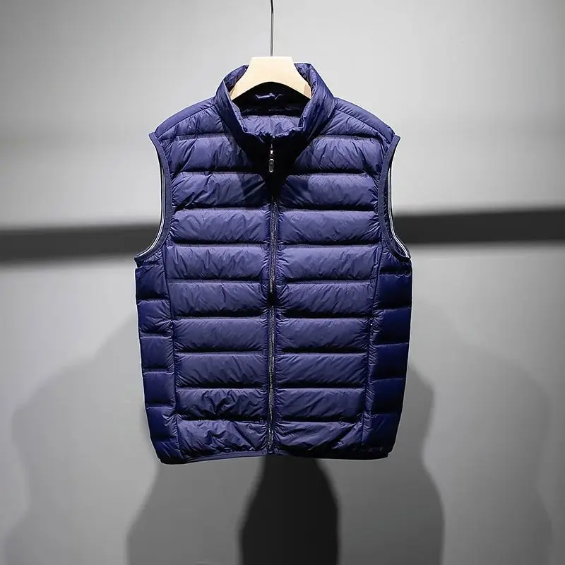 Gilet en duvet de coton pour hommes, léger et moelleux, vêtements d'extérieur d'hiver, grande taille, tendance, fermeture éclair, vêtements de travail