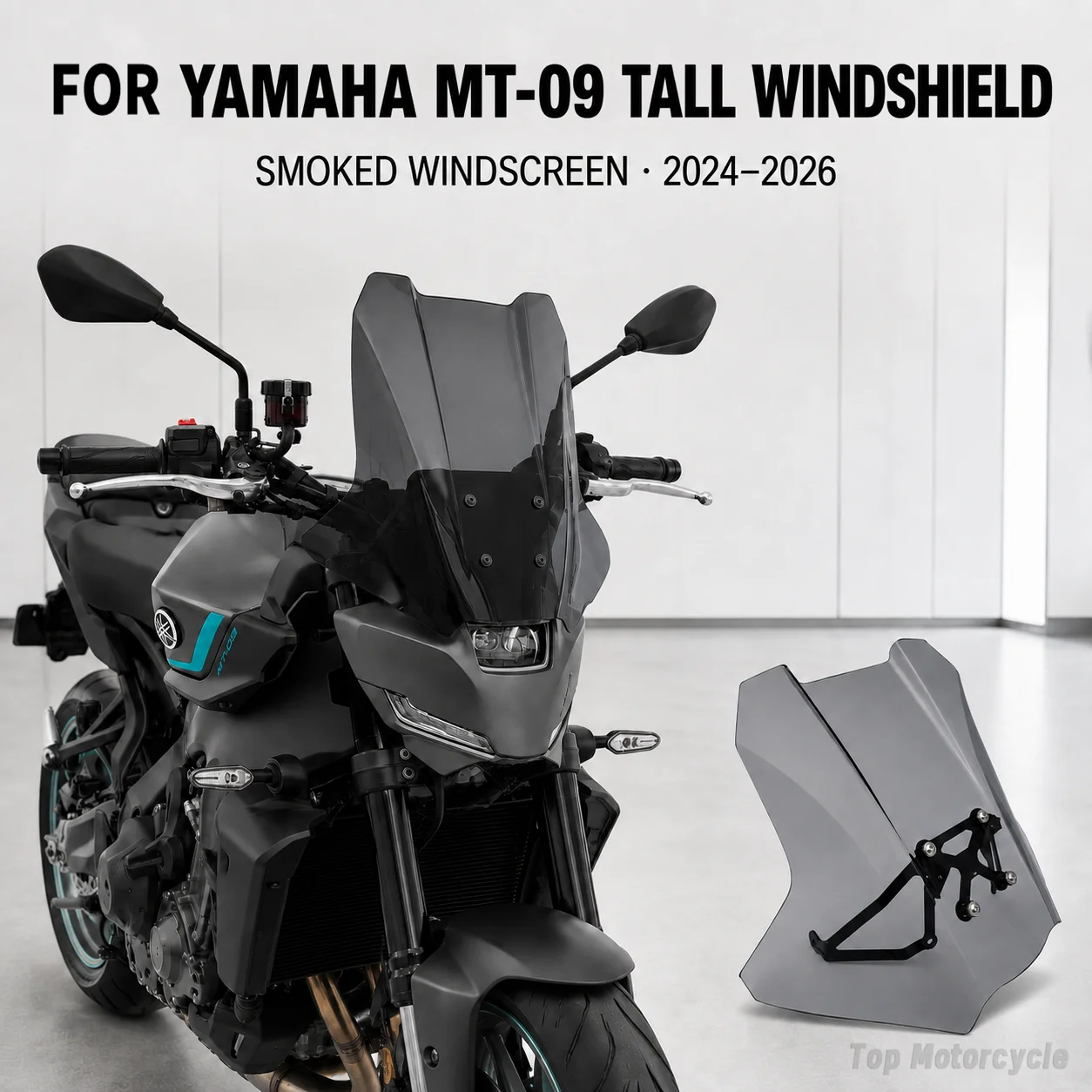 Motorcycle Tall Windscreen Windshield Smoked Wind Deflector For Yamaha MT-09 MT09 2024 2025 2026 Touring Screen Accessories
