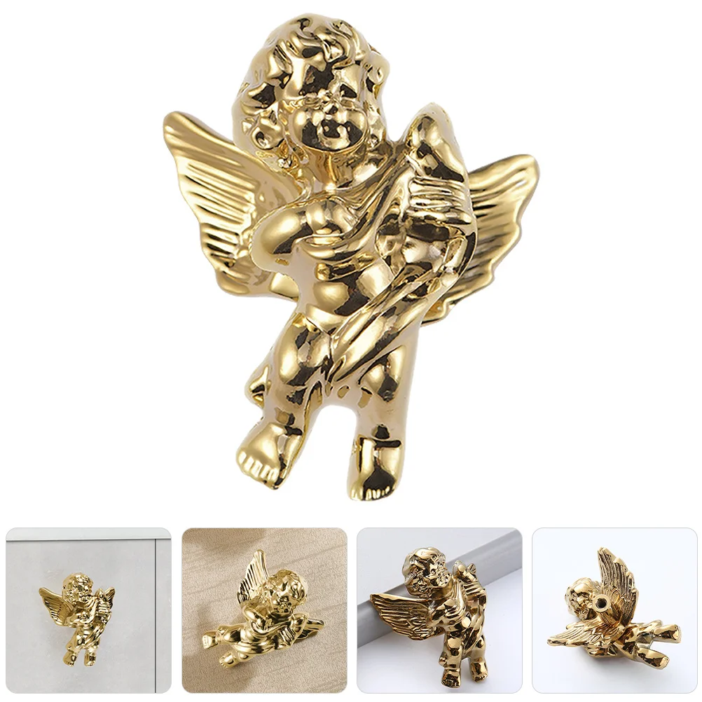 

Brass Angel Shape Handle Right Side Design Kitchen Cabinet Dresser Drawer Pulls Handmade Metal Knobs Boho Knob