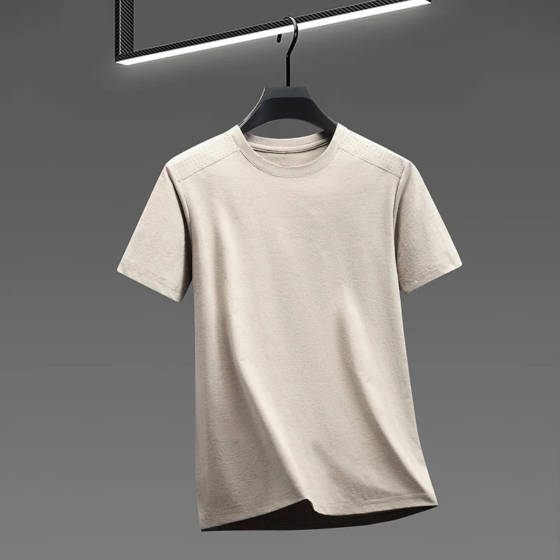Cool Touch Schulter-Mesh-Perforiertes T-Shirt für Herren Rundhals Raglan Stretch Atmungsaktiv Anti-Schweiß Jogging Walking Basis-Bekleidung – Detail 24