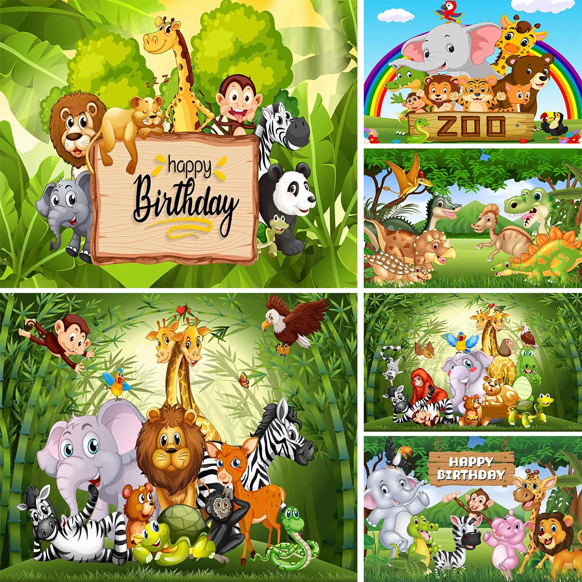 Tropical Jungle Safari Animal 1st Birthday Party Poster Backdrops Wild One Baby Shower Customized Photographic Background