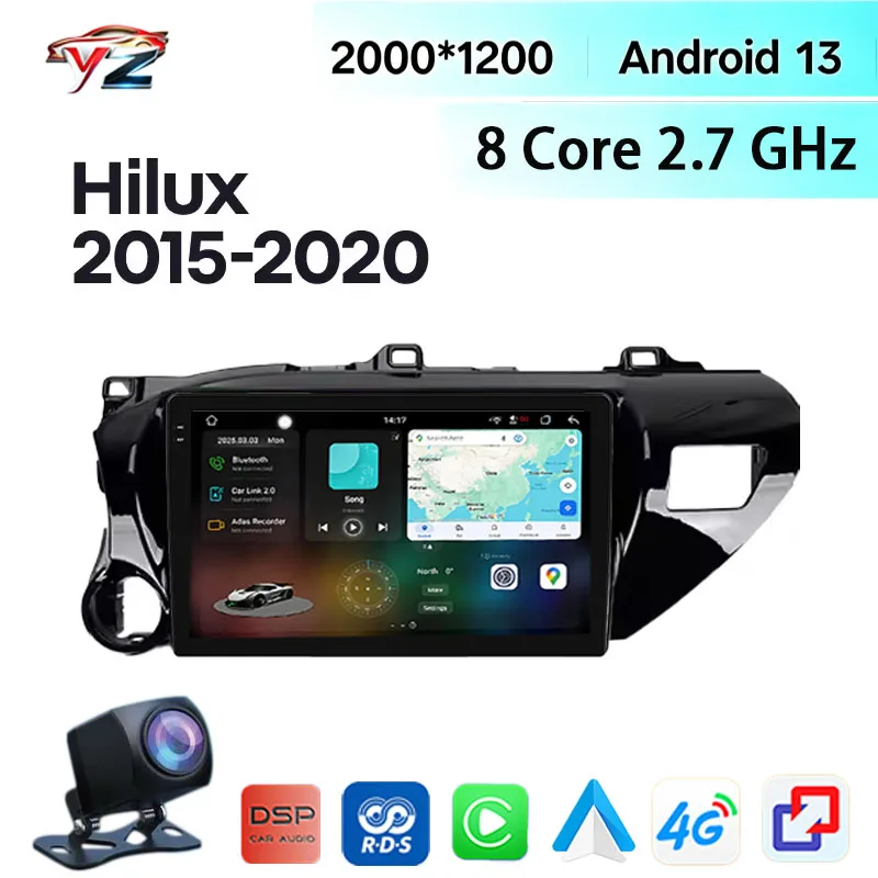 For Toyota Hilux Pick Up AN120 2015-2020 Left hand drive CarPlay Android Auto Car headunit Autoradio Car Radio Multimedia Stereo