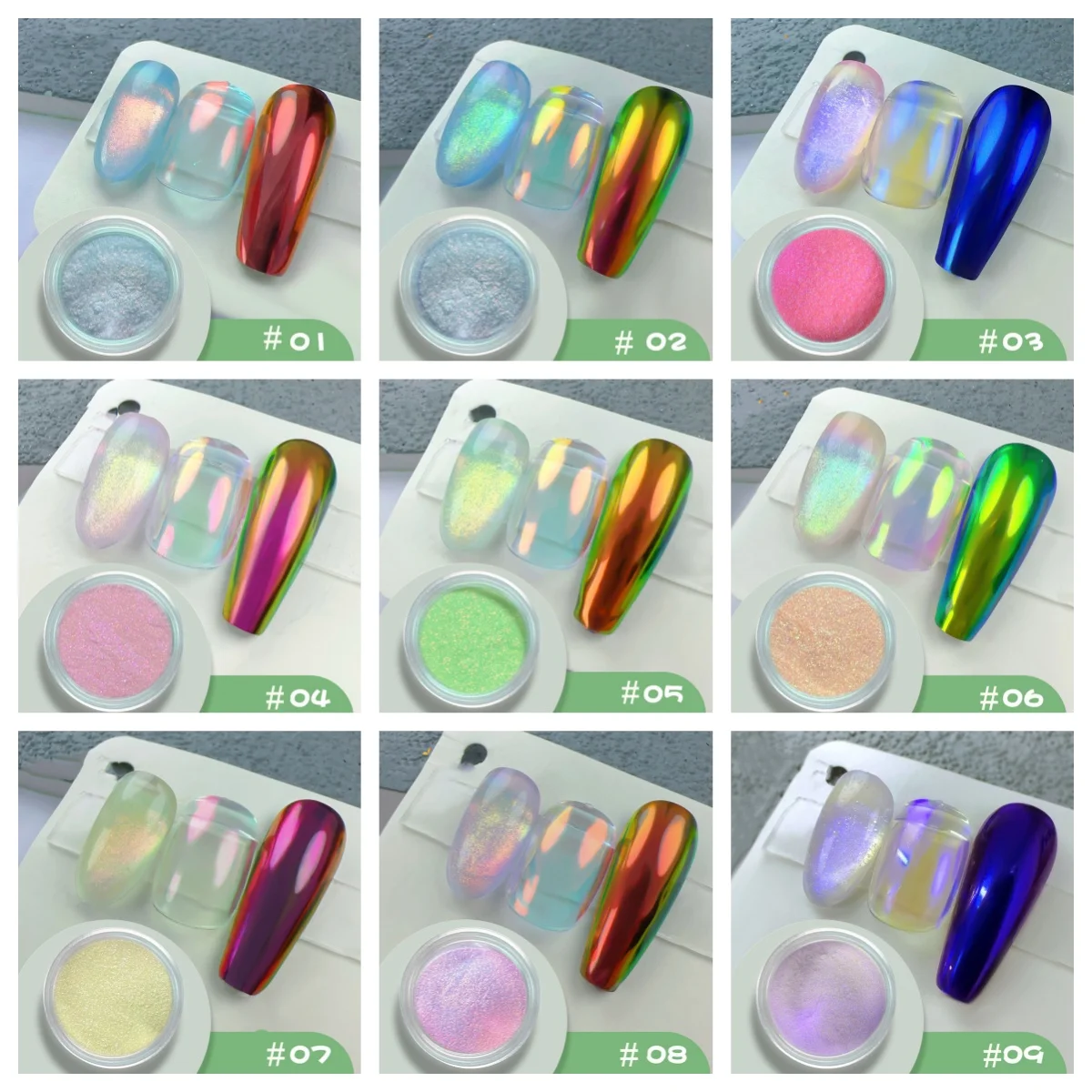1 barattolo di polvere per unghie Chameleon Aurora 0.2g effetto metallico specchio cromo pigmento polvere polvere ultra-fine neon chiaro di luna sfregamento per unghie