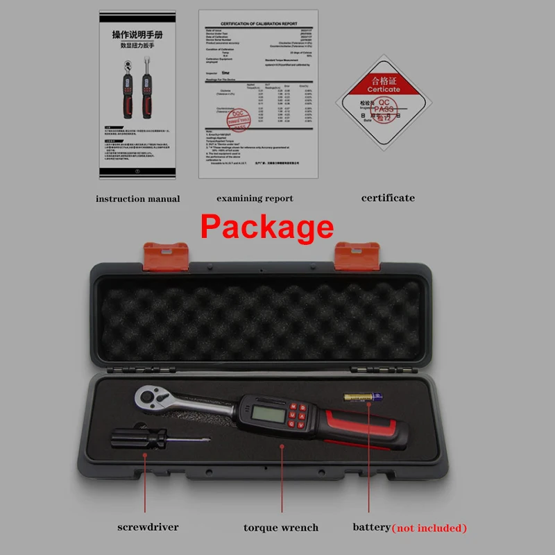 jnuo Digital Torque Wrench High Precision Electronic Torque Spanner Movable Head Tester Accuracy ±2% LED & Buzzer Notification