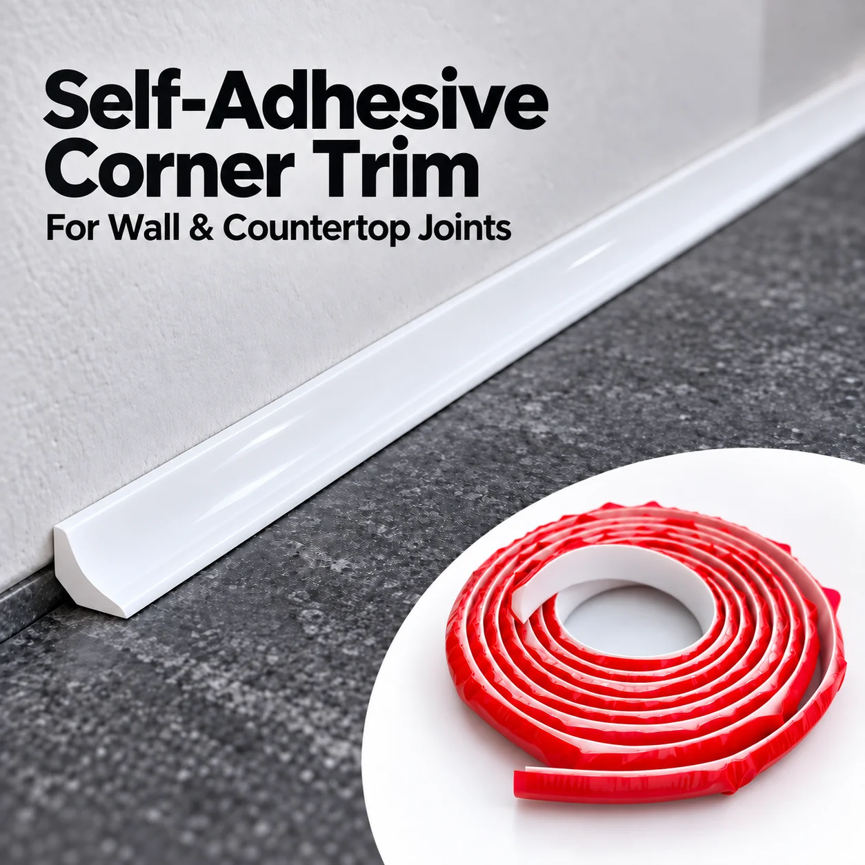 1PC 1/2/3/6m Self-Adhesive PVC Corner Sealing Strip, Wall Trim for Kitchen Countertops, Sink Gaps and Floor Joints
