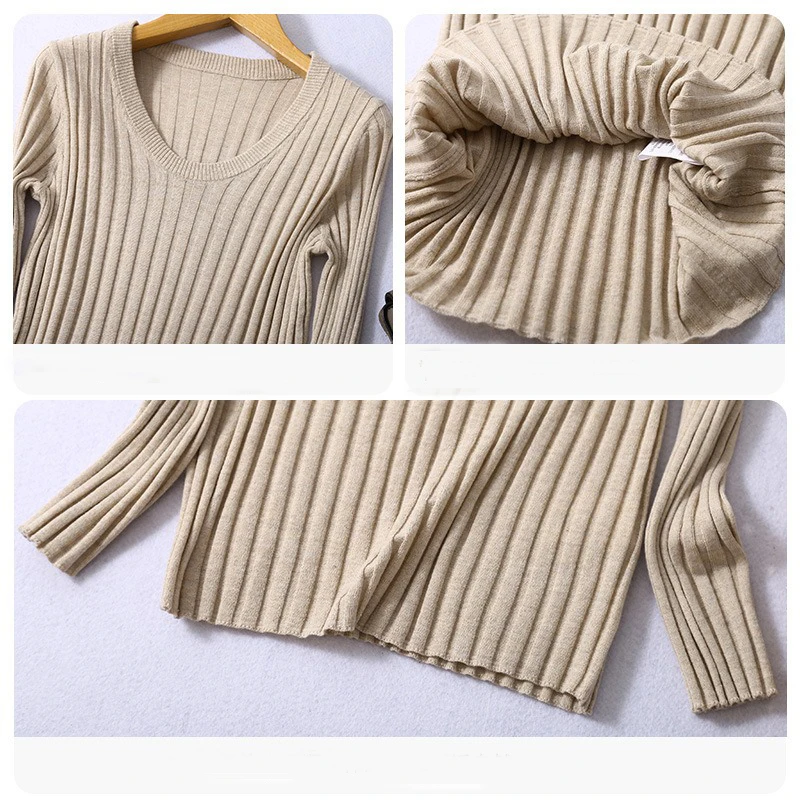 Spring/Autumn New 64% Natural Mulberry Silk Temperament Slim Fit Striped Round Neck High Elasticity Knitted Base Sweater