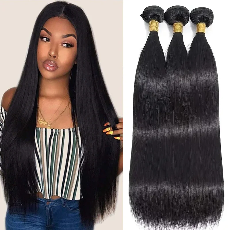 Straight Hair Bundles Brazilian 26 28 30 Inch 100% Unprocessed Virgin Hair Straight Weave Bundles Human Hair 3 Bundles Deals