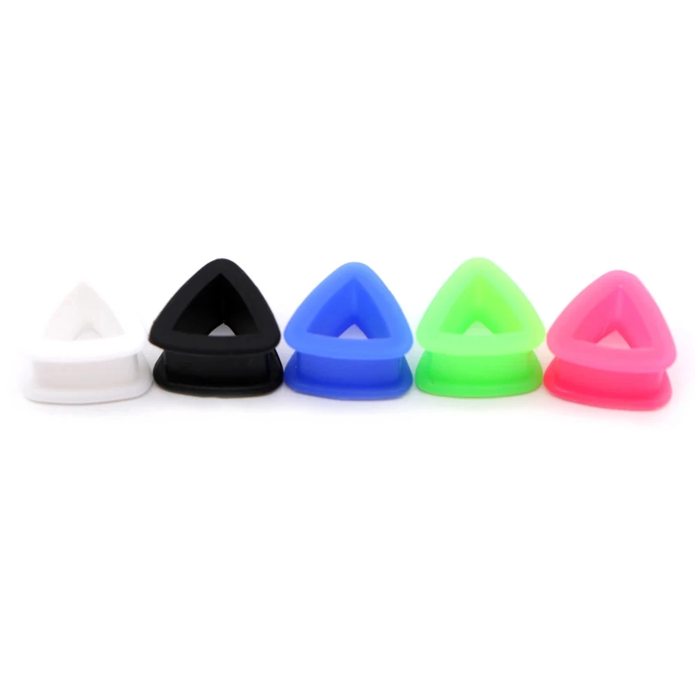 WKOUD 2pcs Triangle Soft Silicone Ear Plugs Flesh Ear Tunnels Ear Gauges Ear Expanders 4-26mm Mix Colors Body Piercing Jewelry