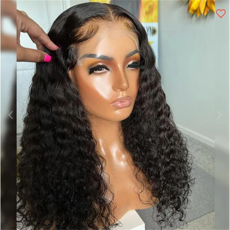 Soft 180Density 26 Long Natural Black Kinky Curly Lace Front Wig For Women Babyhair Preplucked Heat Resistant Glueless Daily Wig