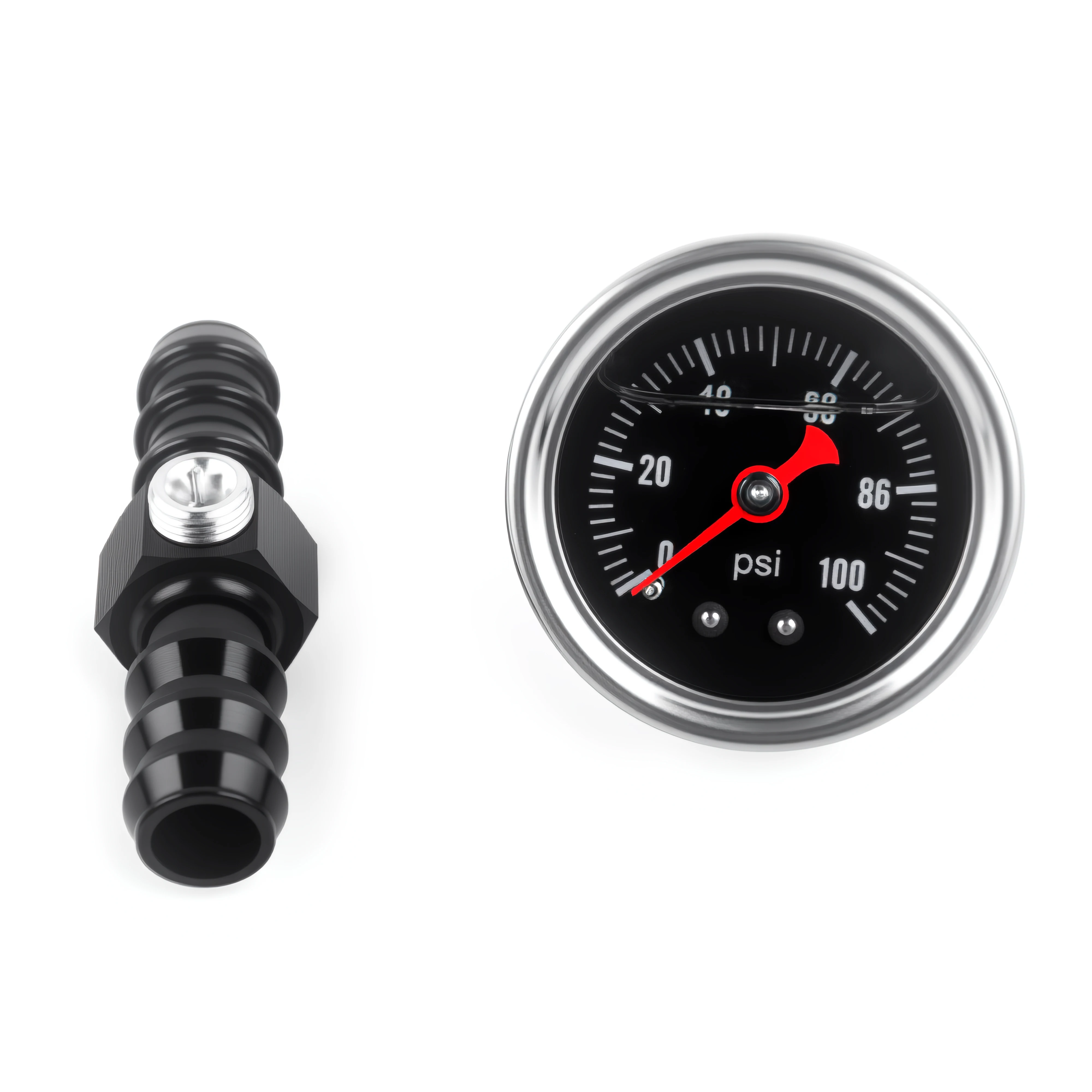 العالمي قياس ضغط الوقود السائل شغل مصقول 0-160psi & 1/2 " / 3/8" / 5/16 بارب المناسب محول ث/1/8NPT التوصيل عدة الألومنيوم