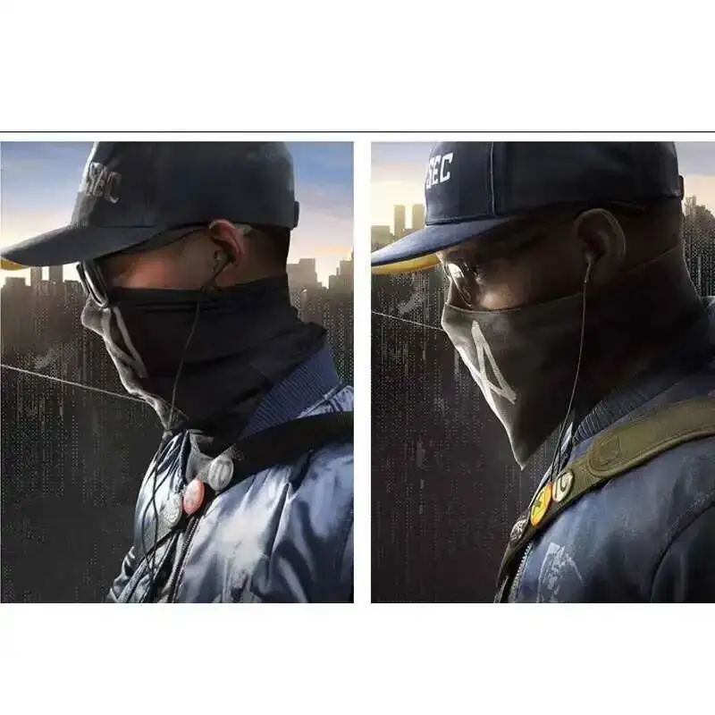 Face Fashion Dogs Watch Halloween Mask Aiden Pearce Half Windproof Cotton Neck Warmer Cosplay Scarf Game Costume Cos Party Mask