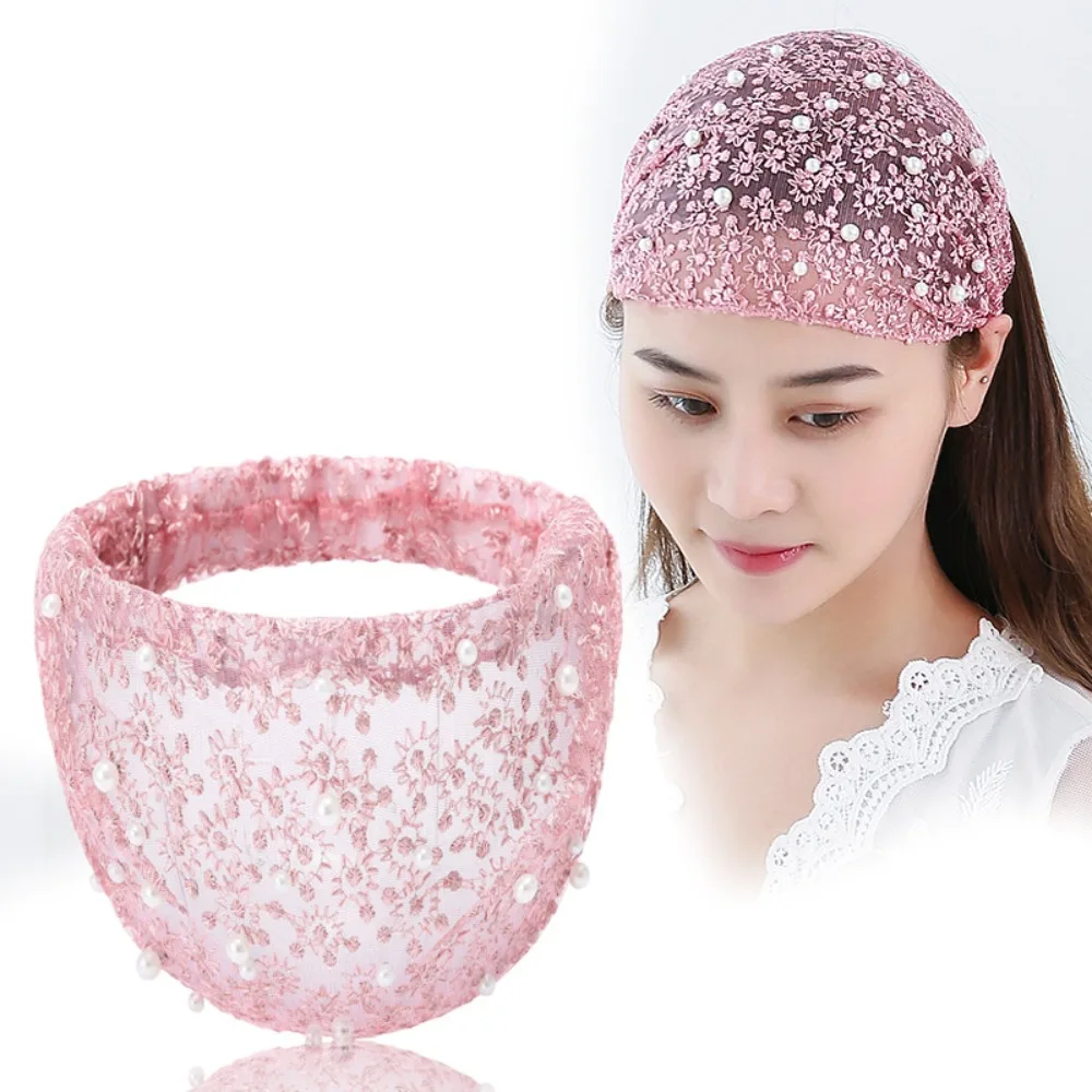 

Portable Lace Headband Wide Side Flower Hair Hoop Elastic Hollow Mesh Hairbands Girls