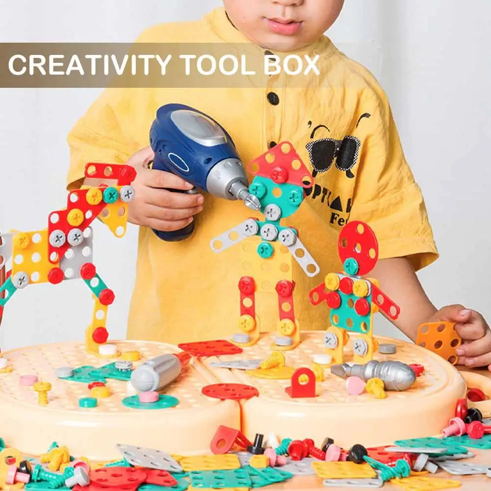 Play Toolbox Creative Magic Electric Drill Games Tool Toy For Boys Screw Puzzle Kid Pretend Play Toys Gift