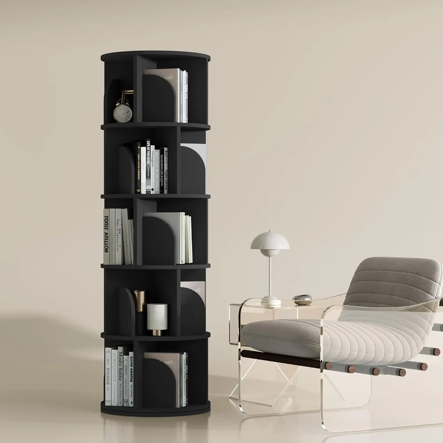 5-Tier 360° Rotating Corner Bookshelf Storage Organizer Home Office, Customized