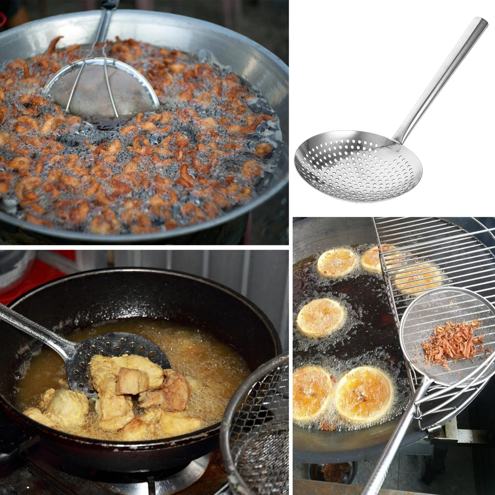 

1pc Stainless Steel Magnetic Slotted Spoon Large Capacity Noodle Pasta Strainer Kitchen Tool For Cooking Hotel Home Use