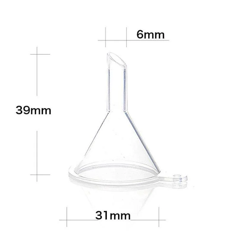 10Pcs Transparent Mini Cosmetics Subpackage Funnels for Perfume Diffuser Bottle Mini Liquid Oil Funnels Lab Tools Plastic