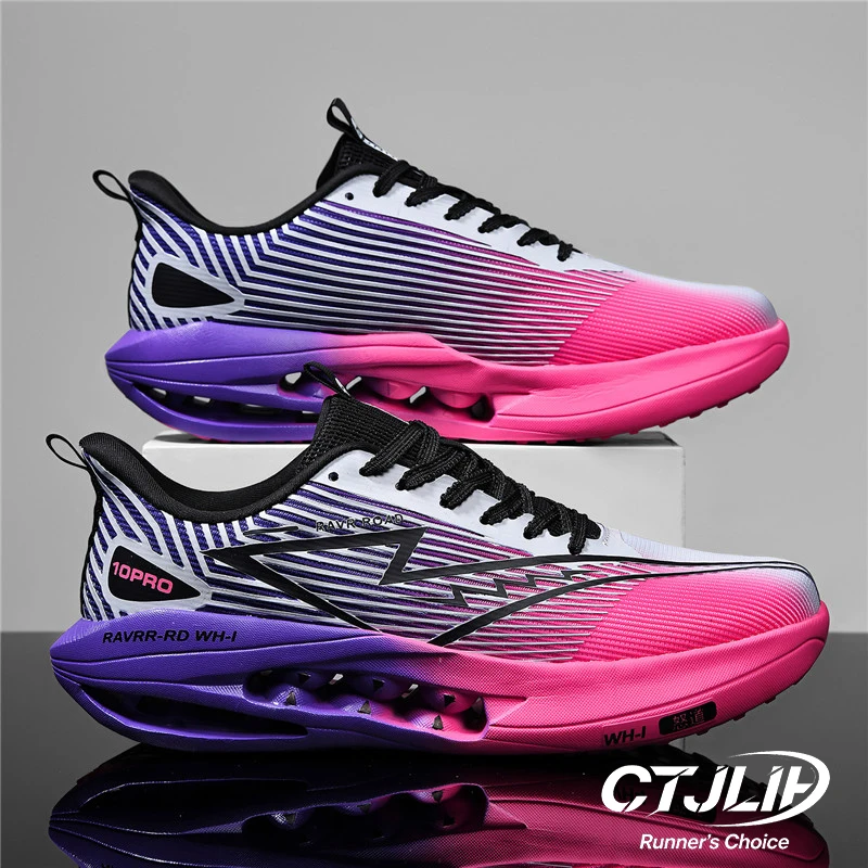 Men Carbon Plate Running Shoes Ultra Light Breathable Shock Absorb Non Slip Marathon Racing Jogging Training Sneakers Footwear