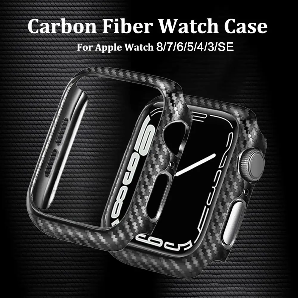 Cover For Apple watch Case 45mm 41mm 44mm 40mm 42mm 38mm Accessories Carbon fiber Bumper Protector iWatch series 9 8 4 5 6 SE 7