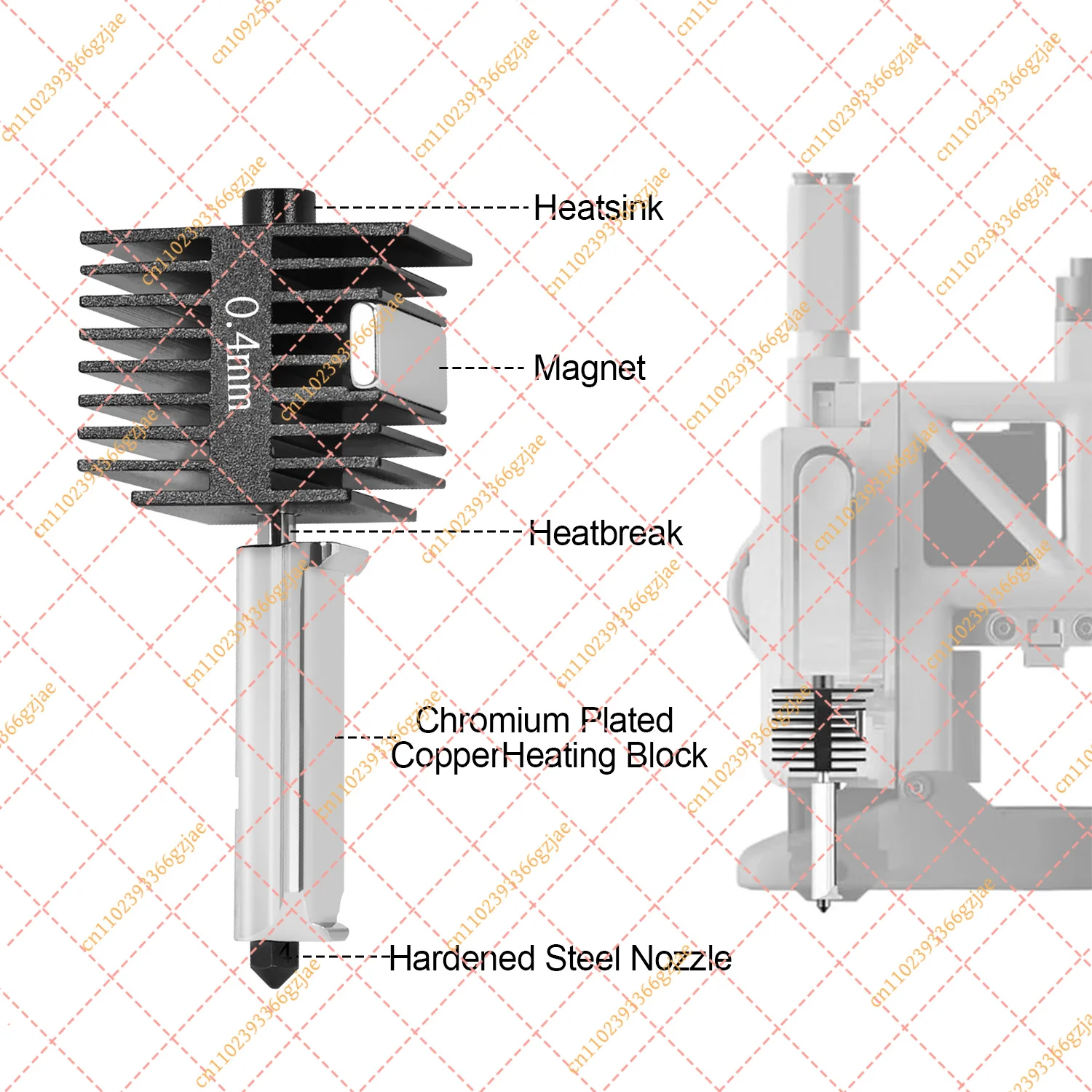 KLF For Bambu Lab A1 / A1 Mini,3D Printer Assembled Print Head Extruder Hot End Kit
