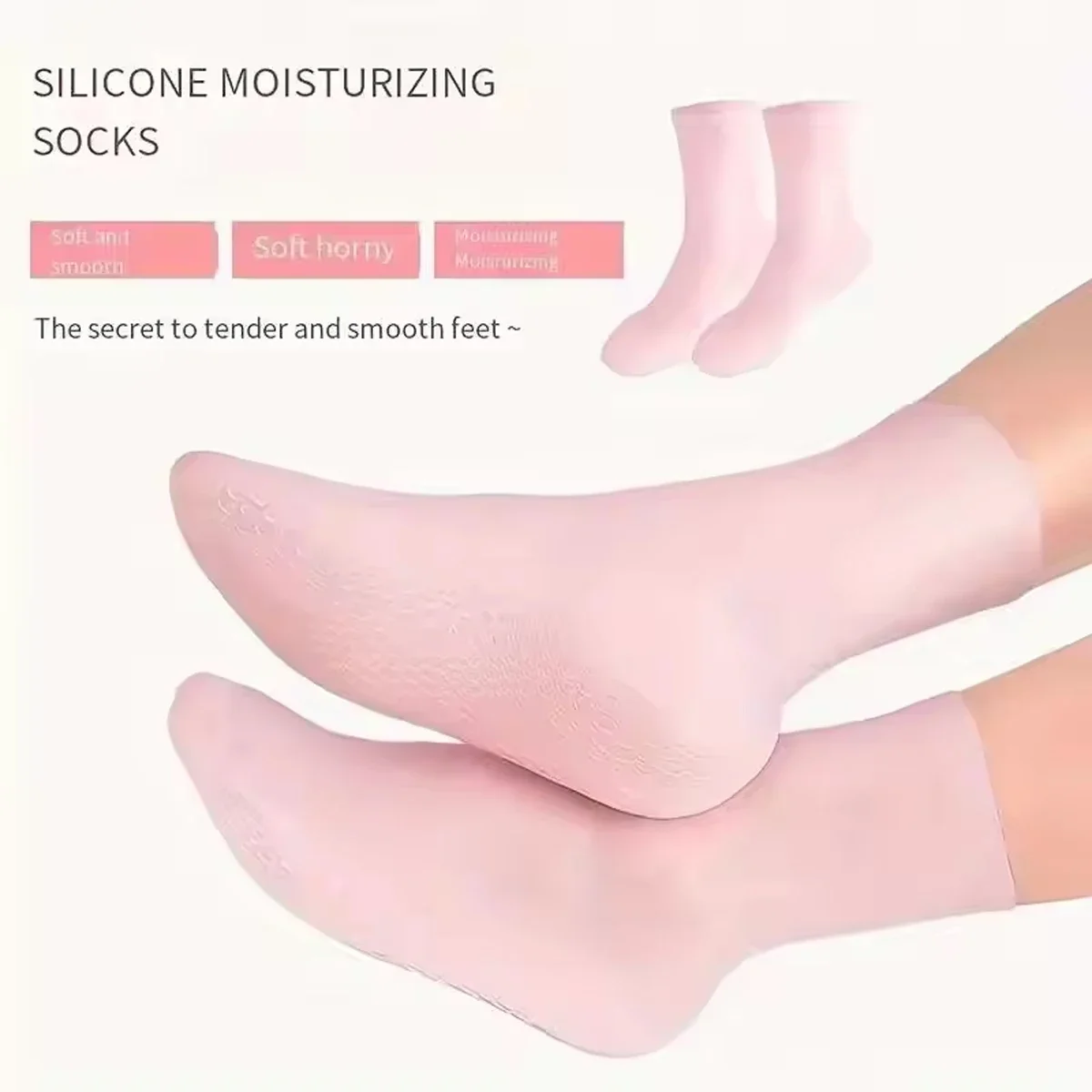 1/2 par-meias de gel de silicone hidratante para pés secos e rachados nutritivo para a pele lubrificante cuidados com os pés meias de massagem