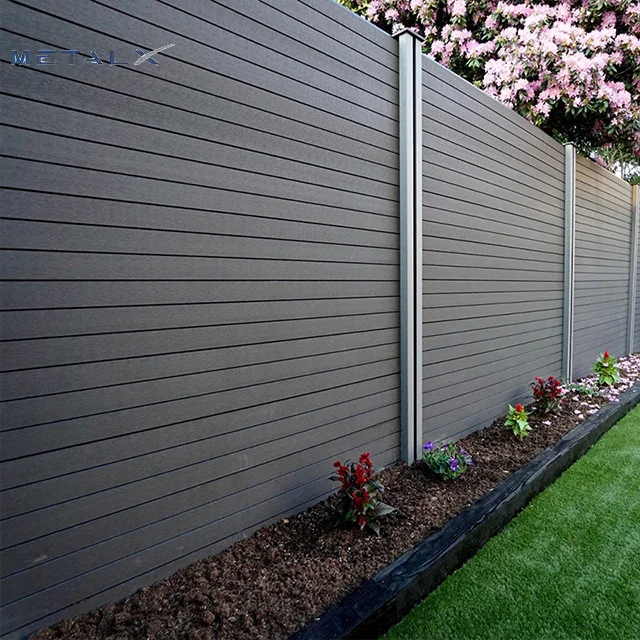 Modern WPC Garden Fence Waterproof Wood Plastic Composite Privacy Fencing Anti Rot Durable Panels For Yard Patio Residential