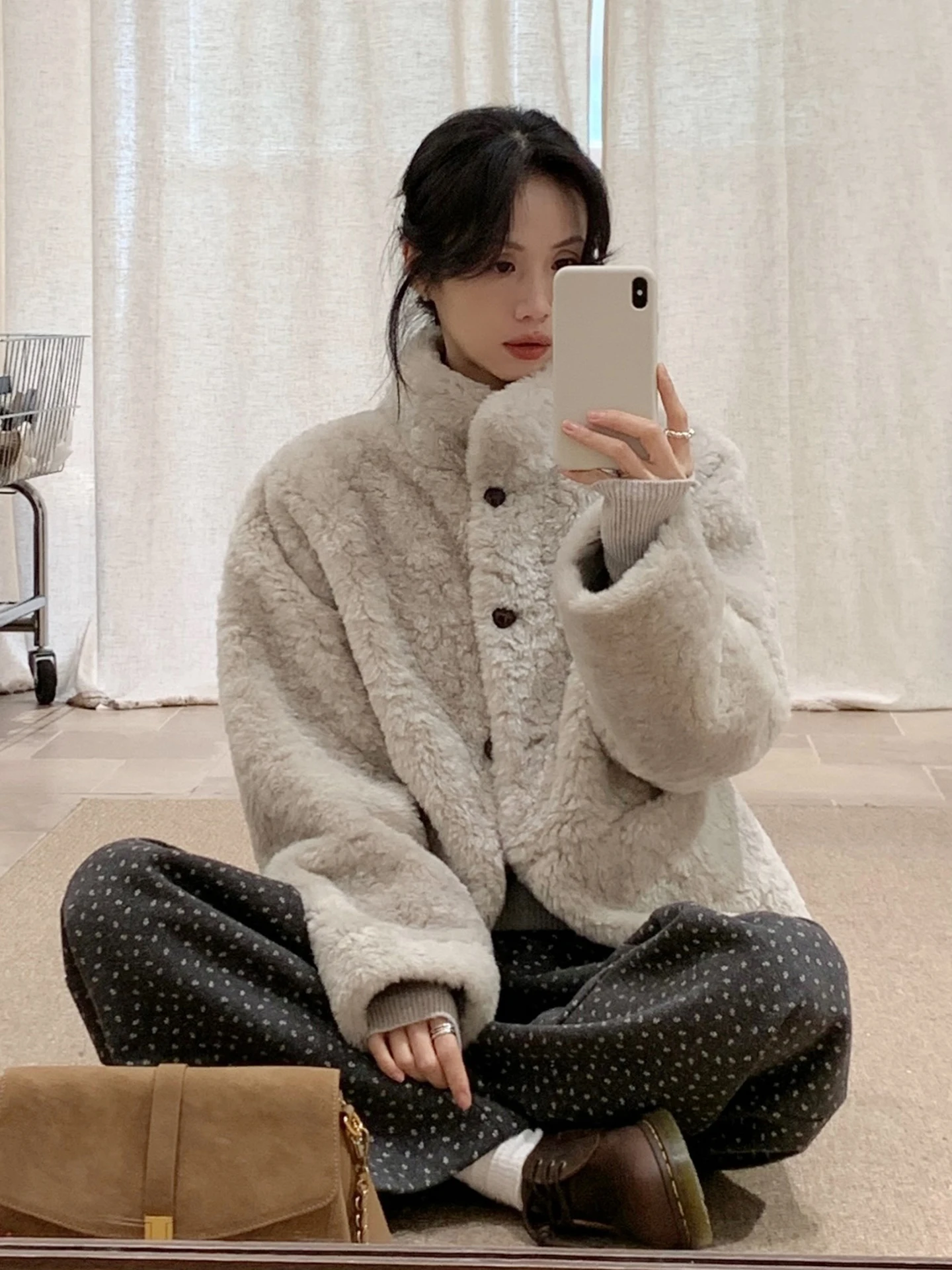 

Korean Sle ort Fur Coat Women's Padded Jaet Soft Lazy Sle Leather And Fur Inteated Autumn Winter New Arrival