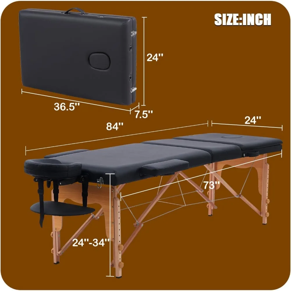 Massage Table Portable with Neck Stretcher,Massage Bed Adjustable Lash Bed Massage Bed Tattoo Table for Eyelash Extensions