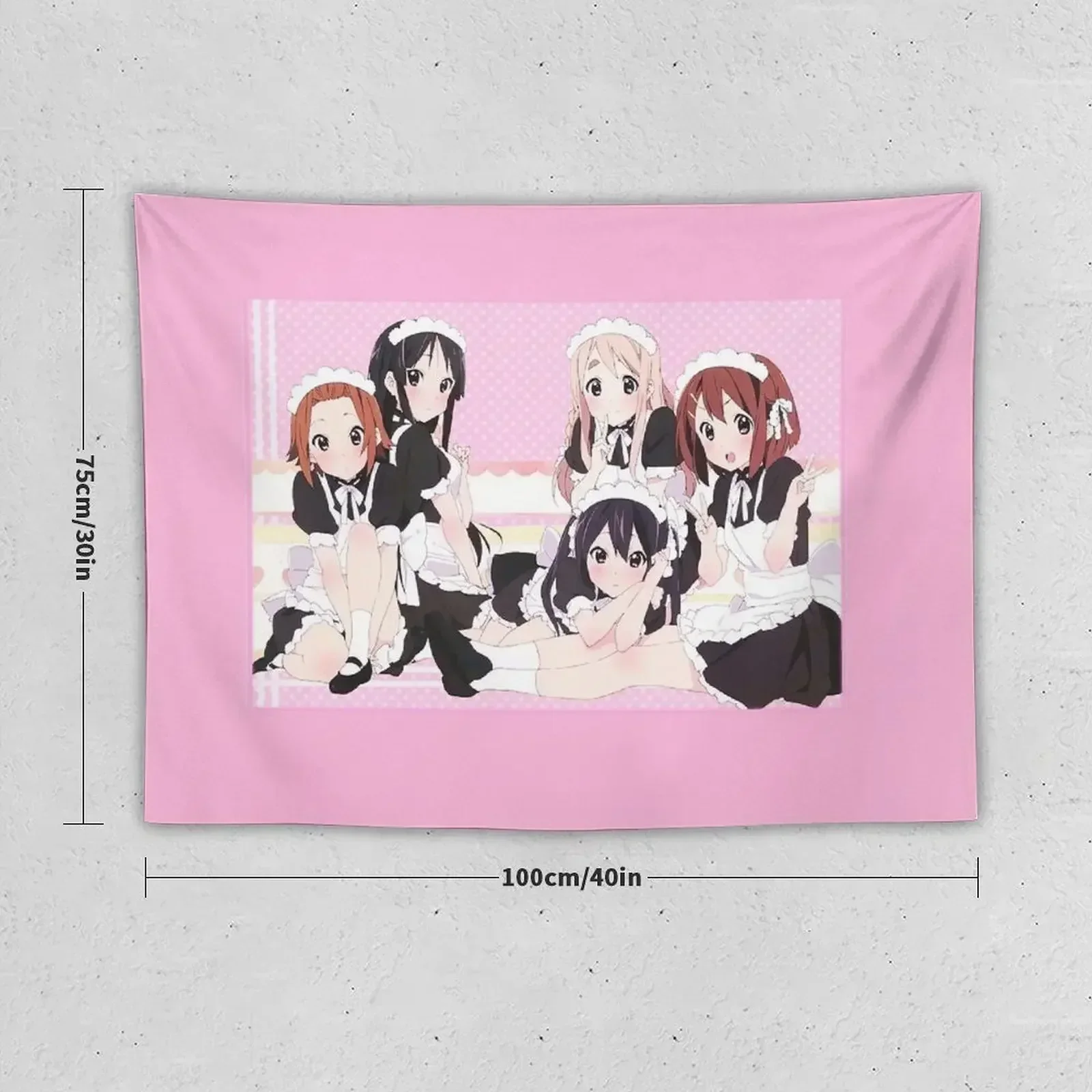 Sweet Pink K-on! Maid Print Tapestry Wall Deco Kawaii Room Decor Tapestry