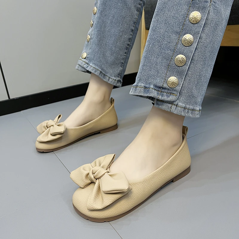 

Новинка 2026, складные балетки на тонкой подошве, женская дорожная обувь для отелей, женские лоферы с узлом-бабочкой и широкой стопой, женская ортопедическая обувь