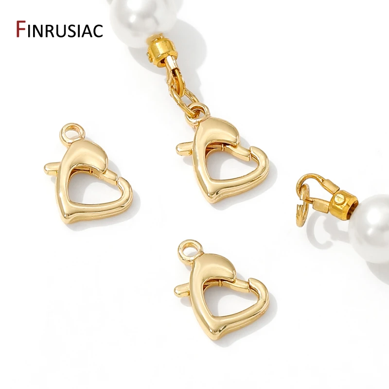 14K Gold Plated Brass Heart Lobster Clasp Connectors Hooks,End Clasps For DIY Necklace Bracelet Jewelry Making Findings Supplies