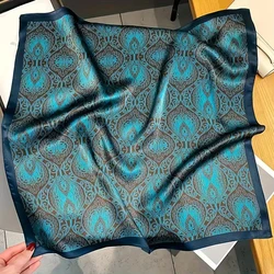 Luxury Paisley Print Square Scarf Hijab Women Satin Silk-like Bandana Headband Neckerchief Female Hair Band Wrap Shawls Foulard