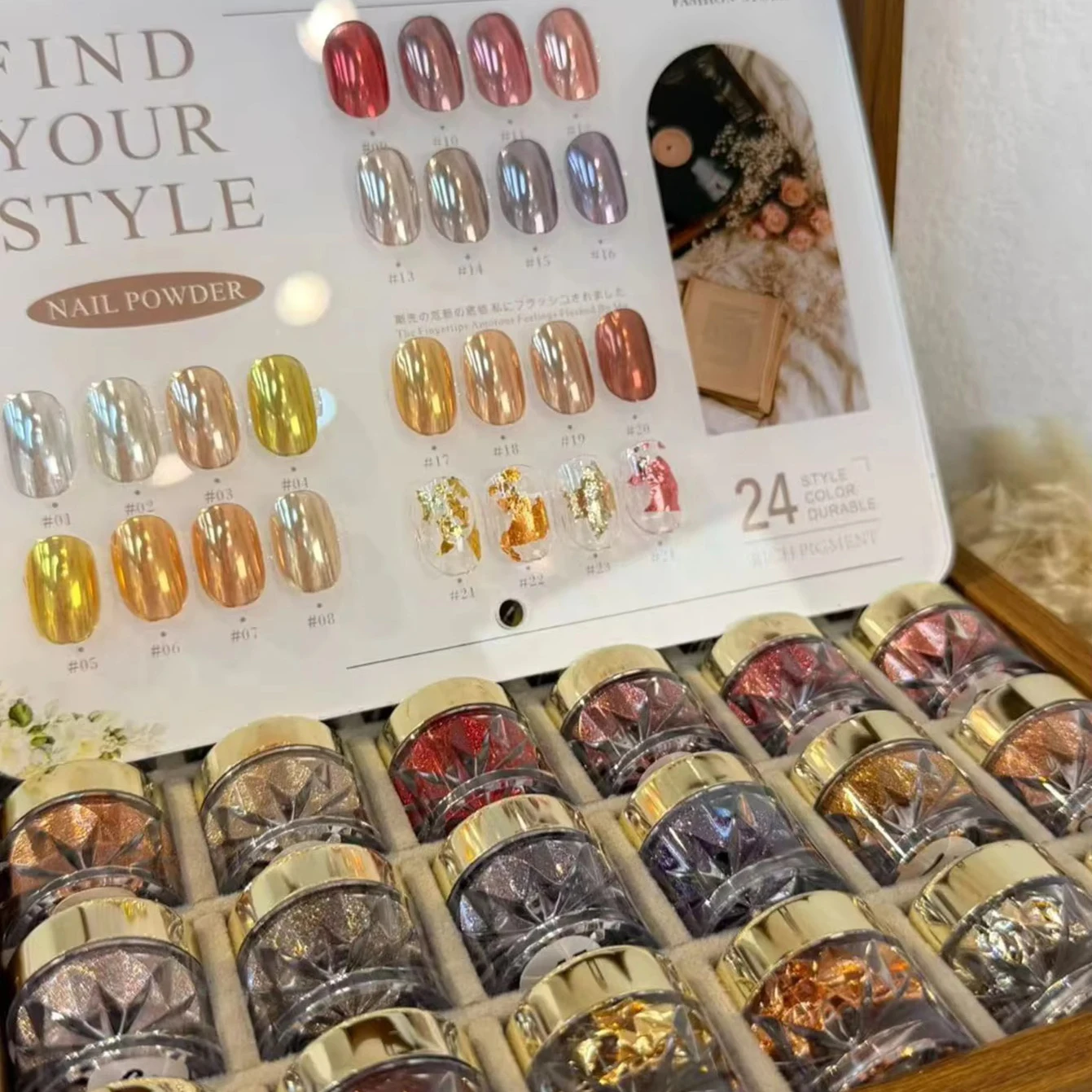 1kit prego glitter espelho mágico luar pó poeira decoração para unhas manicure cromo pó dicas de unhas arte suprimentos pigmento