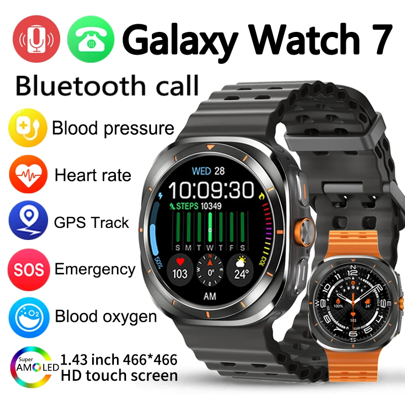 2024 New For Samsung Galaxy Watch Ultra New GPS Track Smart Watch Men Amoled Always Display Body Temperature BT Talk Smart Watch